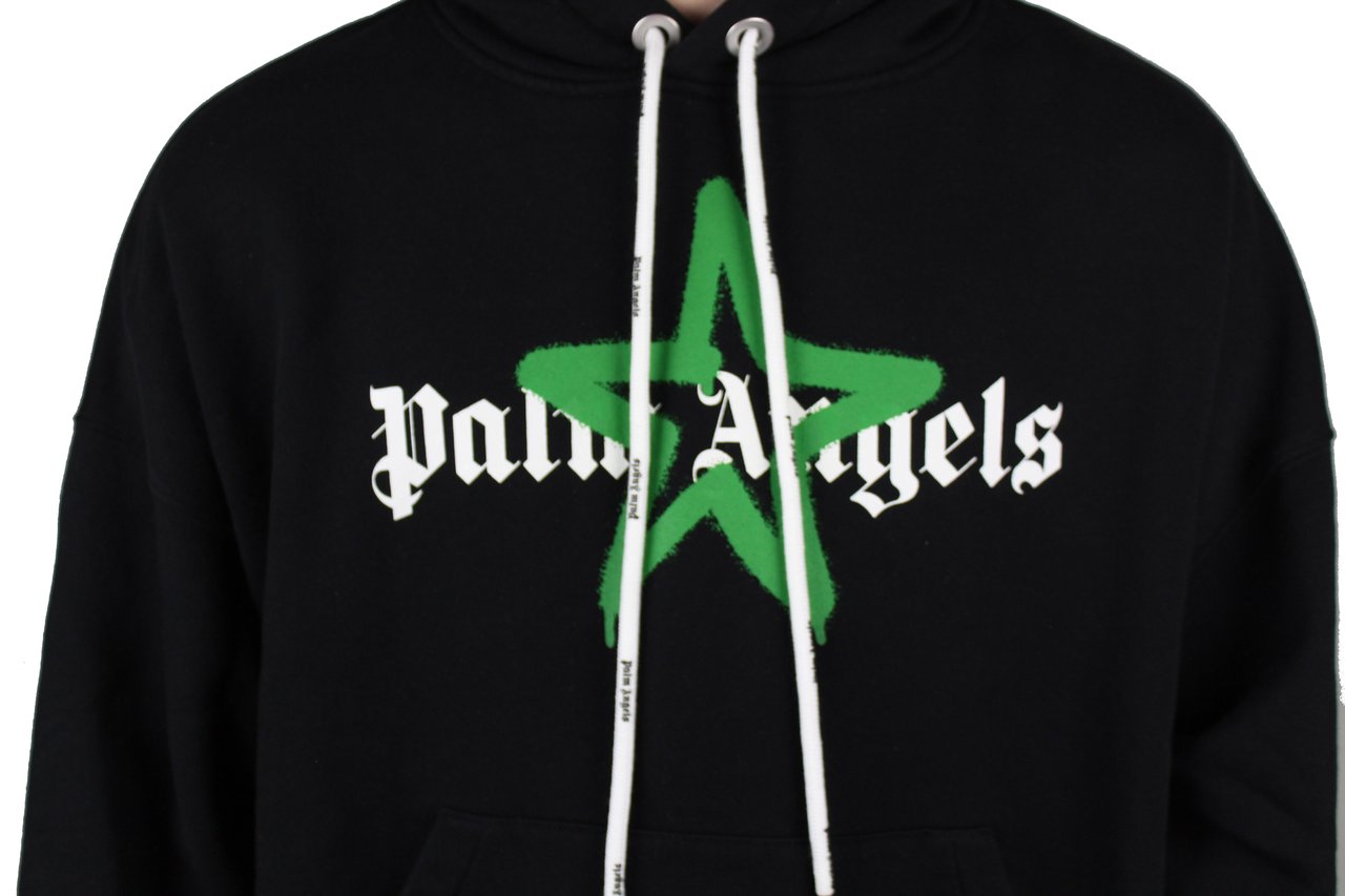 Palm Angels Palm Angels Star Sprayed Hoodie (Zwart/Groen) Zwart