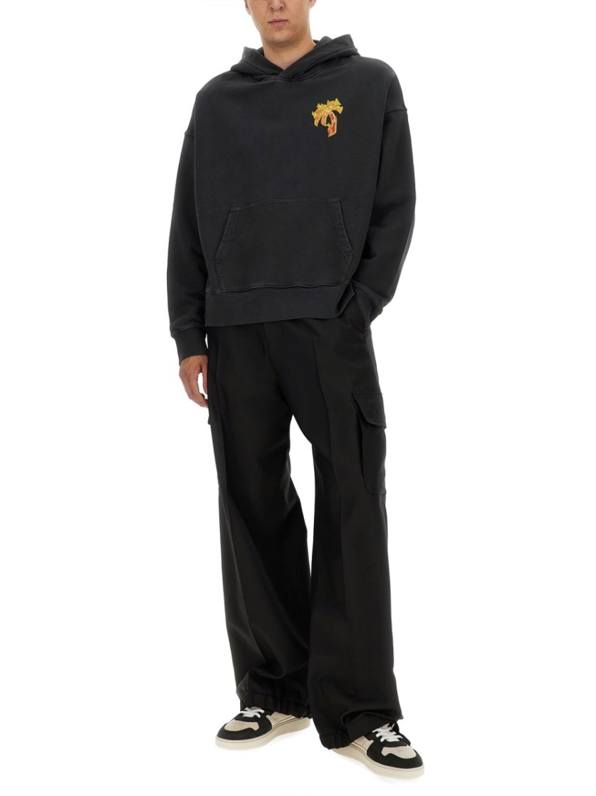 Palm Angels Relaxed Fit Black Hoodie With Vibrant Graphic Design Zwart