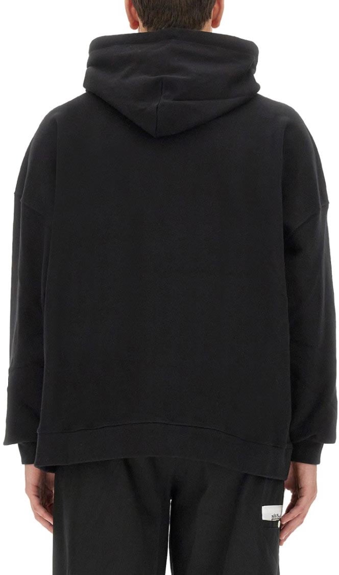 Palm Angels Relaxed-Fit Cotton Hoodie With Contrasting Drawstrings Zwart