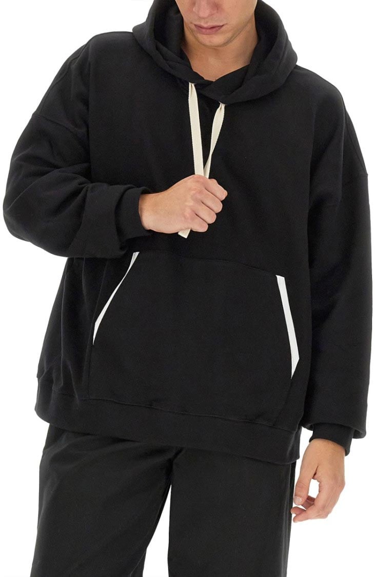 Palm Angels Relaxed-Fit Cotton Hoodie With Contrasting Drawstrings Zwart