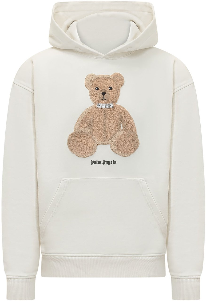 Palm Angels Felpa con Cappuccio e Stampa Orso Wit