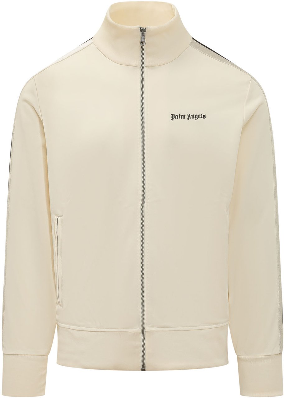 Palm Angels Felpa con Zip Collo Alto e Logo Wit