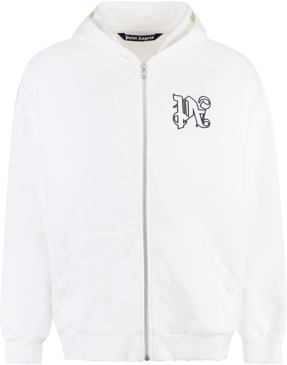 Palm Angels Full zip hoodie Wit