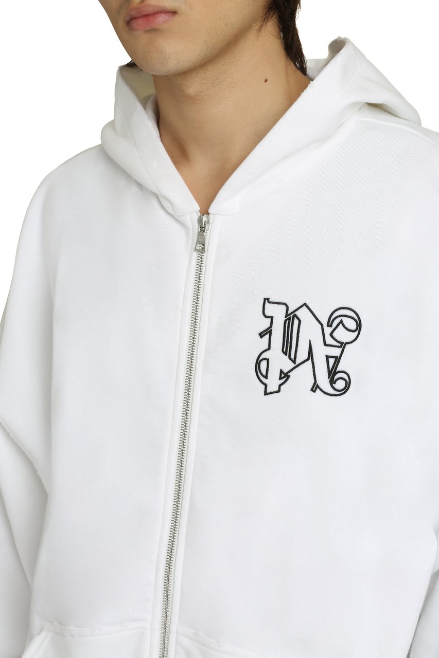 Palm Angels Full zip hoodie Wit