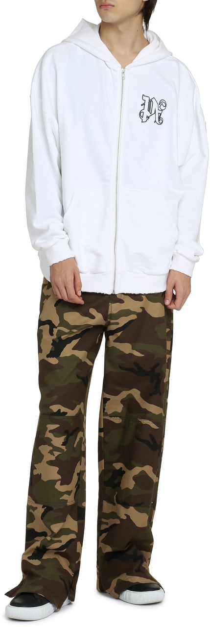 Palm Angels Full zip hoodie Wit