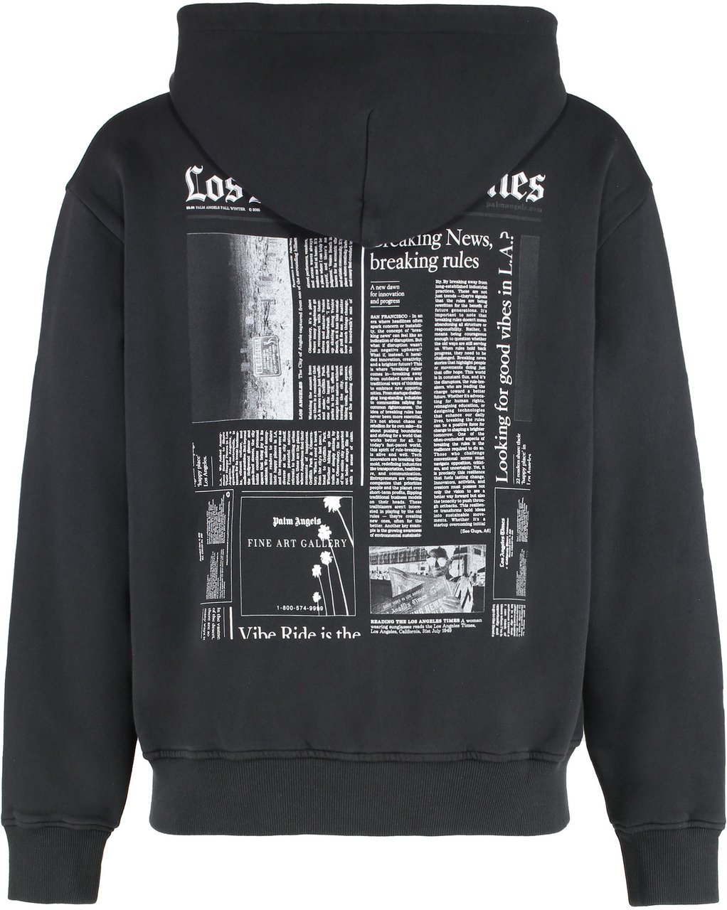 Palm Angels Hooded full-zip sweatshirt Zwart