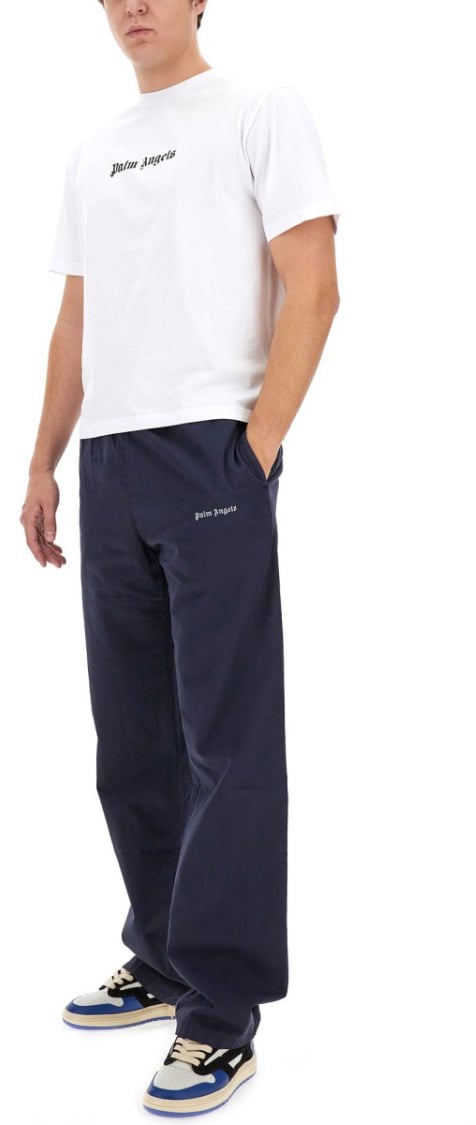 Palm Angels Pants With Logo Blauw
