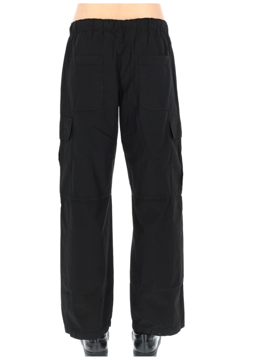 Palm Angels Curved Logo Cotton Cargo Wide-Leg Pants Zwart
