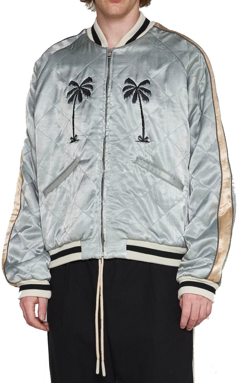 Palm Angels Palm Angels Quilted Logo Jacket Blauw