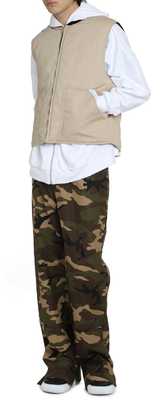 Palm Angels Full zip field vest Beige