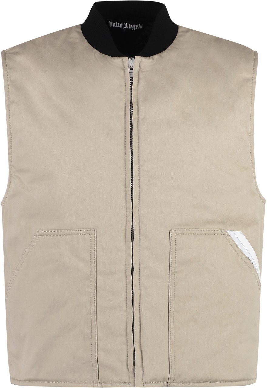 Palm Angels Full zip field vest Beige