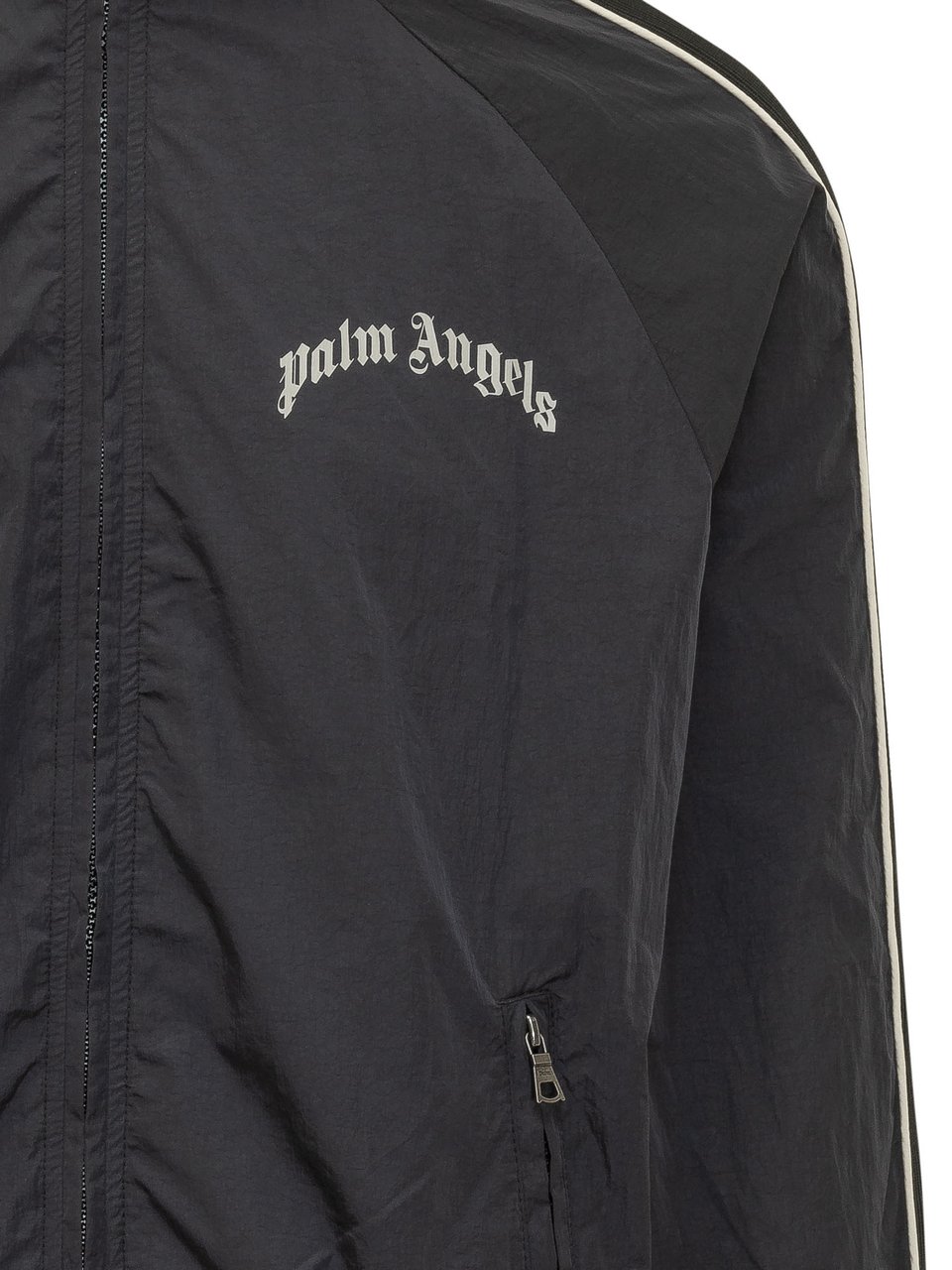 Palm Angels Giacca con Zip Collo Alto e Logo Zwart