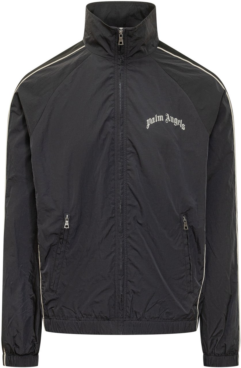 Palm Angels Giacca con Zip Collo Alto e Logo Zwart