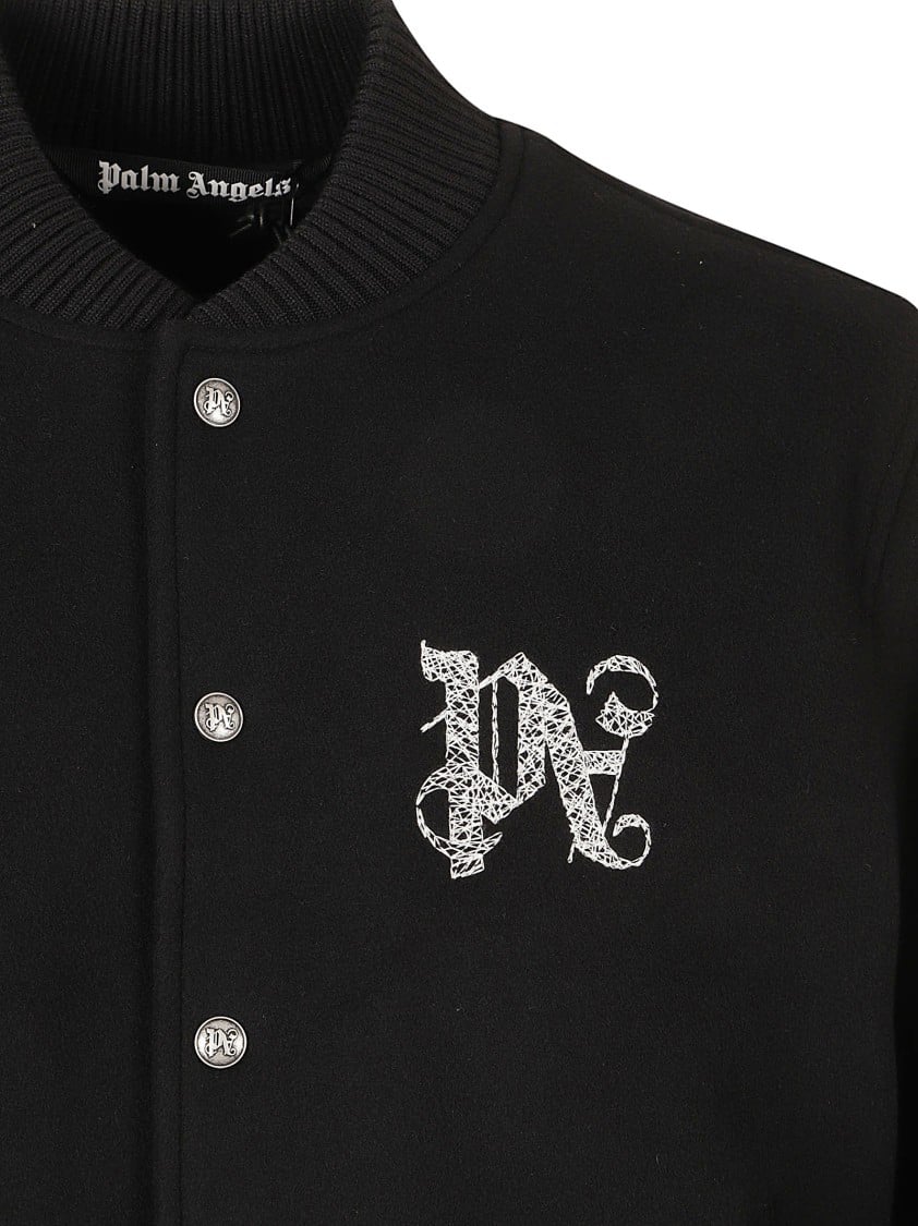 Palm Angels Classic Bomber Jacket With Graphic Lettering Zwart