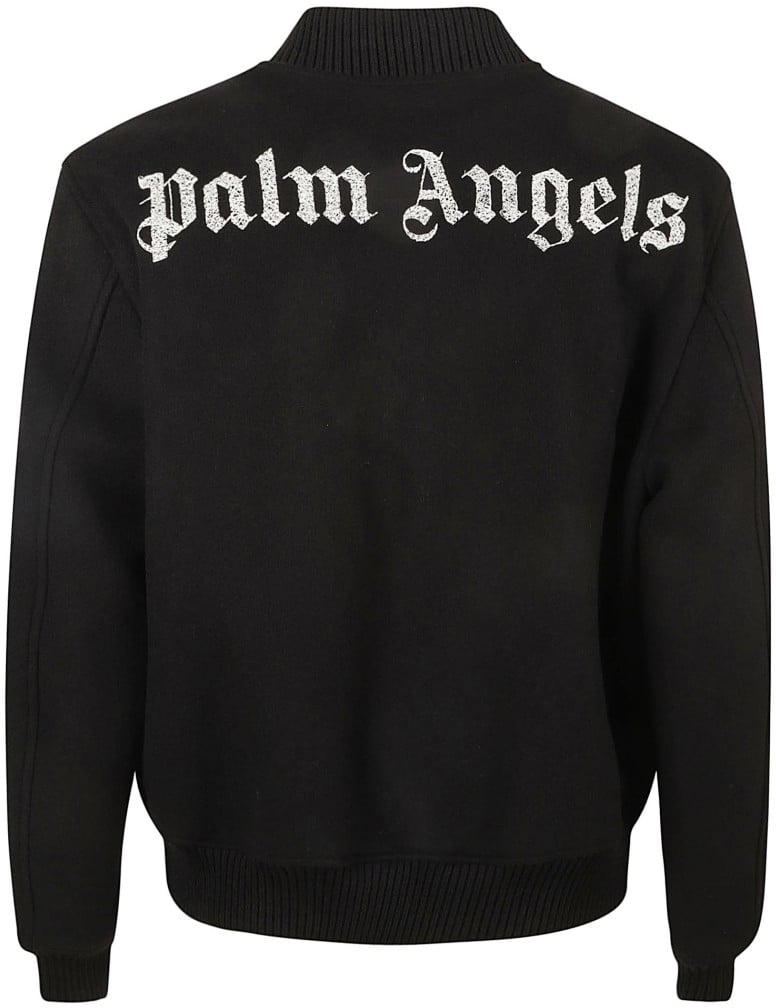 Palm Angels Classic Bomber Jacket With Graphic Lettering Zwart