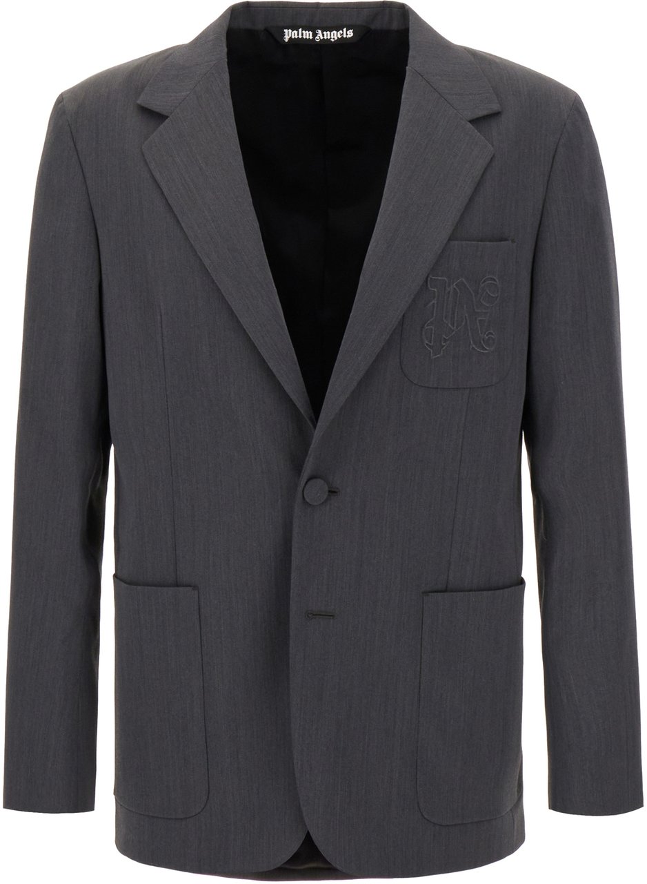 Palm Angels Palm Angels Dark grey stretch polyester blend blazer Grijs