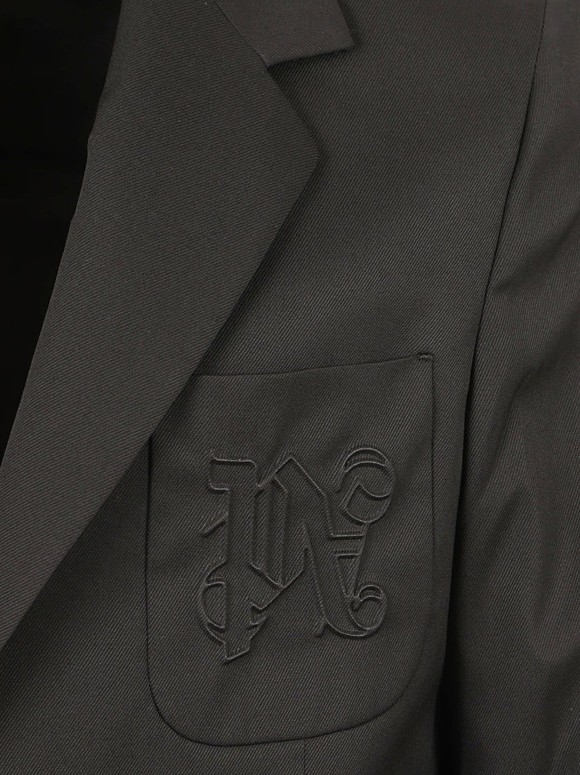Palm Angels Tailored Black Jacket With Notched Lapel Zwart