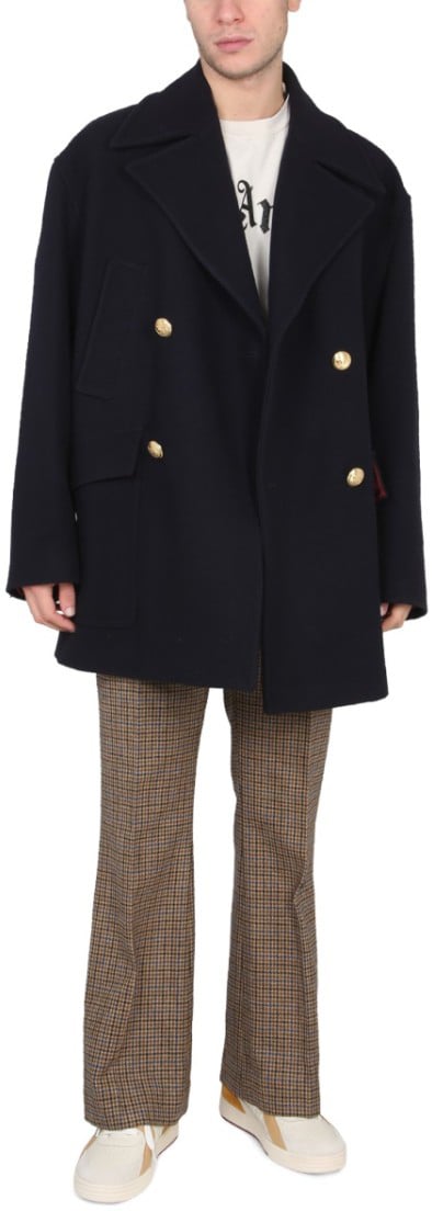 Palm Angels Double-Breasted Coat Zwart