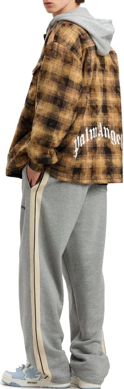 Palm Angels Curved Logo Check Overshirt Jacket Bruin