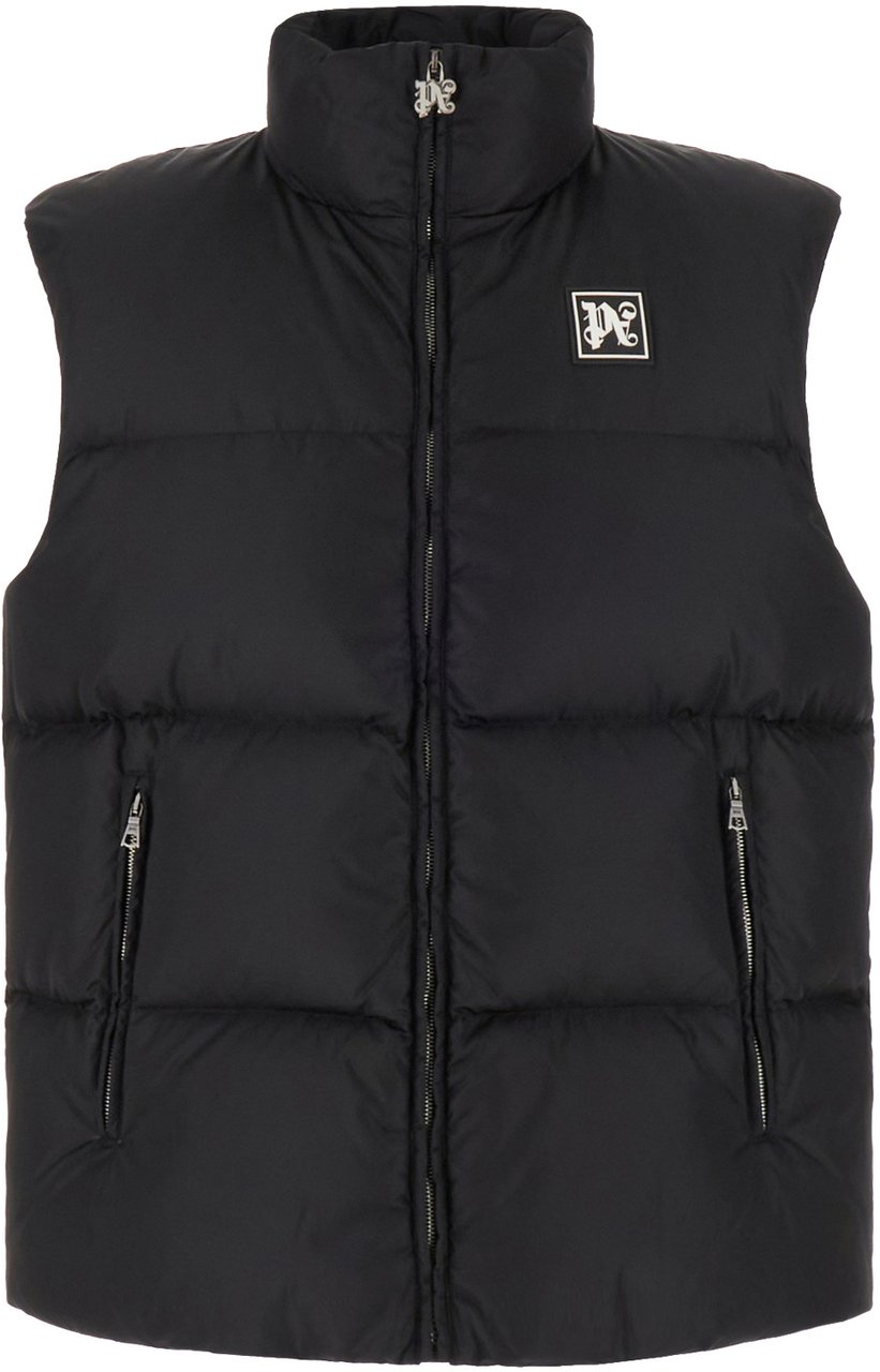 Palm Angels Palm Angels Black nylon sleeveless down jacket Zwart