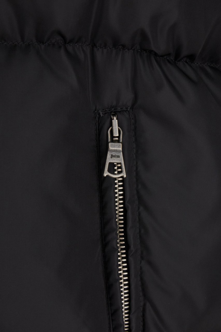 Palm Angels Palm Angels Black nylon sleeveless down jacket Zwart