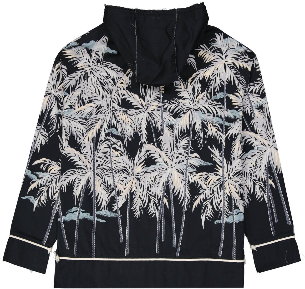 Palm Angels Palm Angels Hooded Printed Shirt Zwart