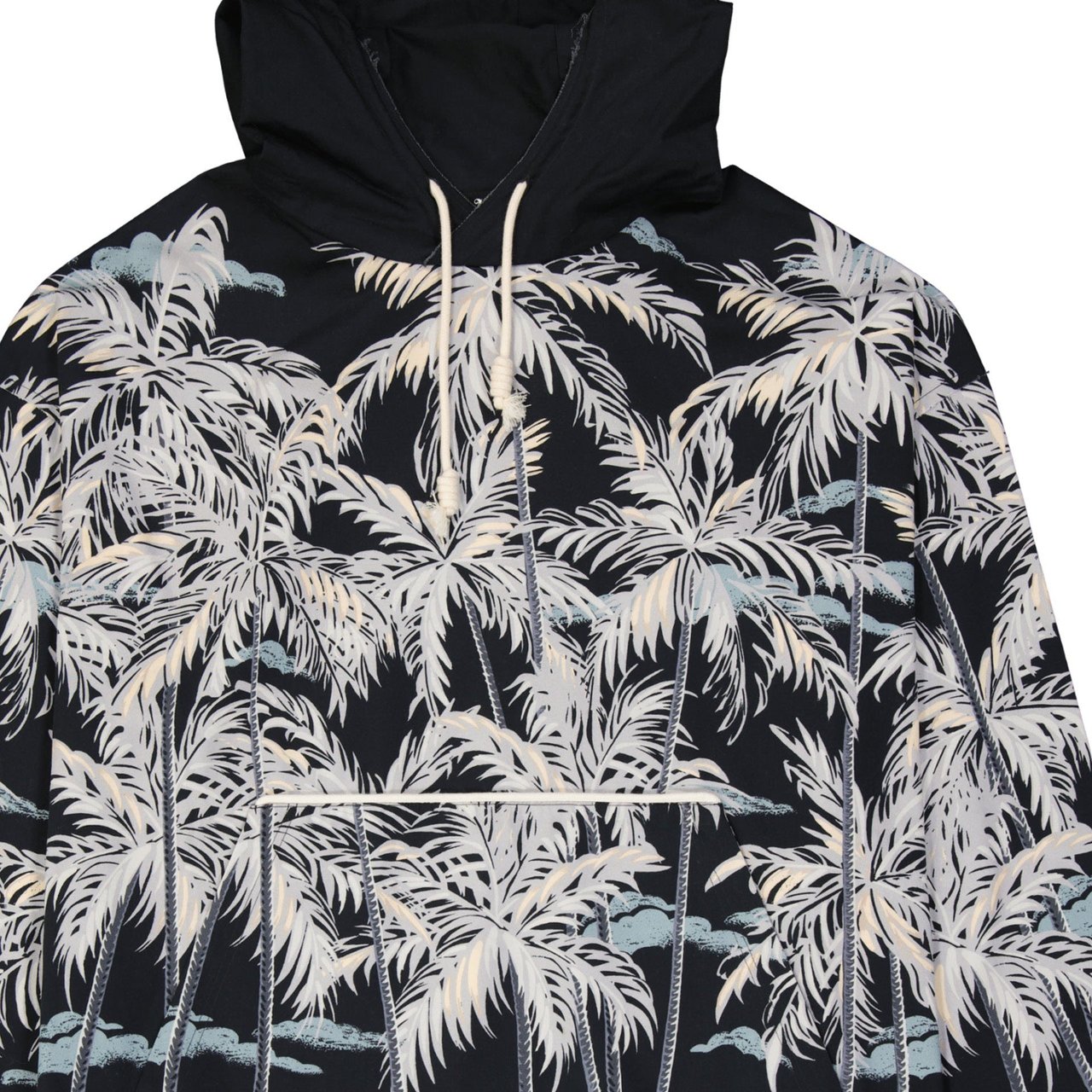 Palm Angels Palm Angels Hooded Printed Shirt Zwart
