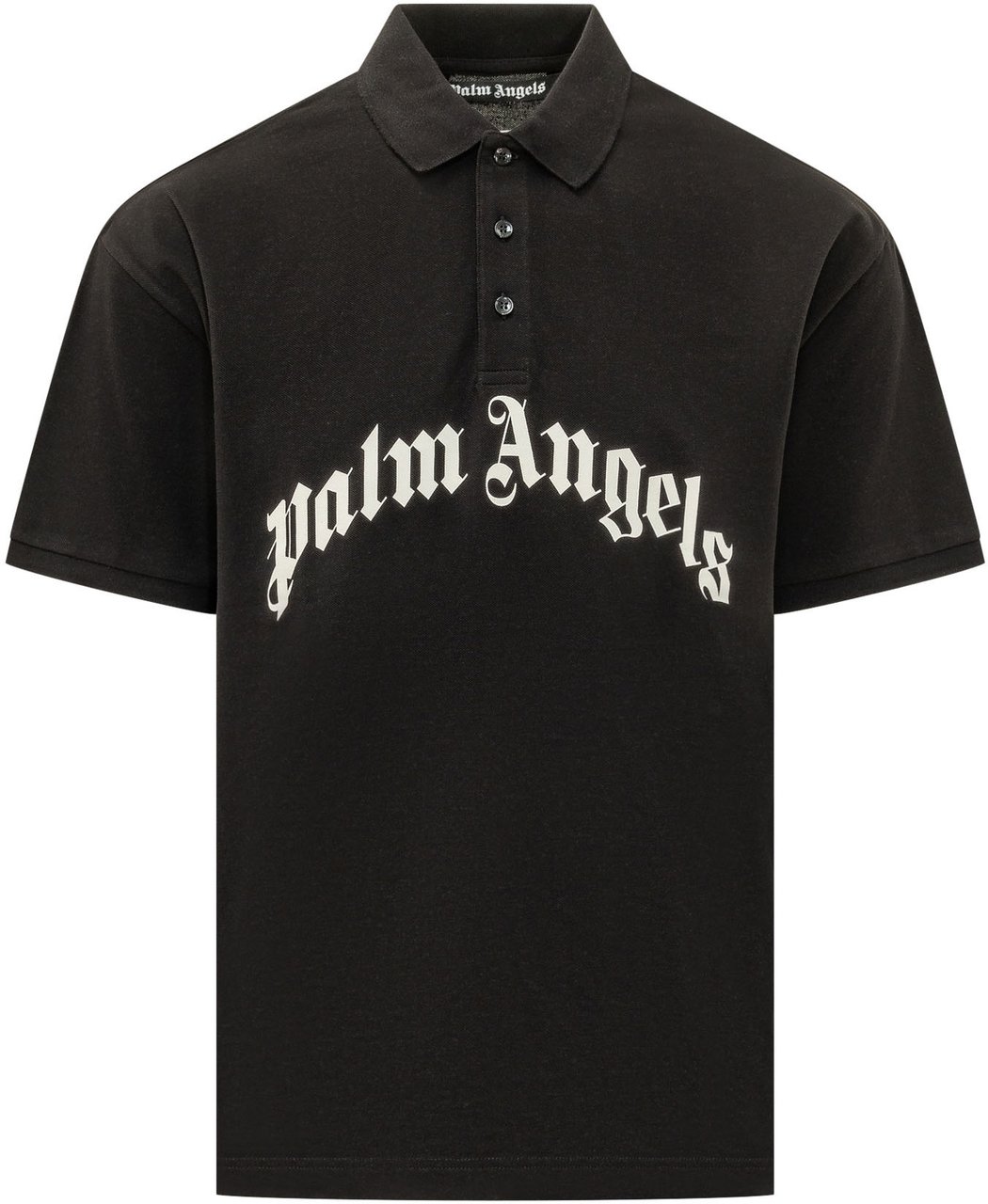 Palm Angels Polo con Logo Curvo Frontale Zwart