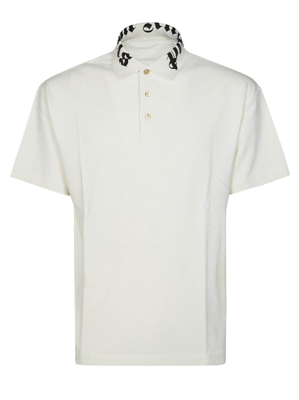 Palm Angels Black Neck Logo Boxy Polo Shirt Wit