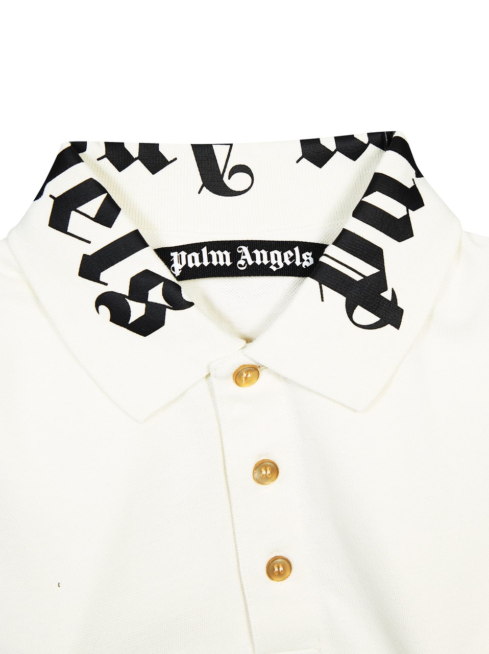 Palm Angels Black Neck Logo Boxy Polo Shirt Wit