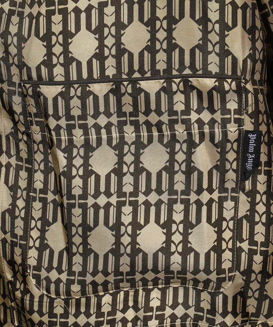 Palm Angels Printed silk pajama blouse Beige