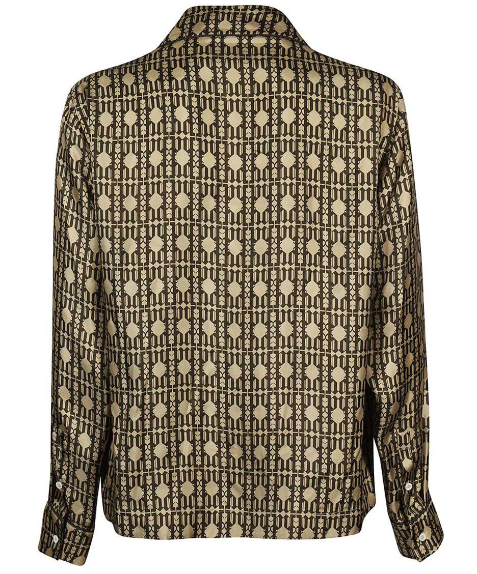 Palm Angels Printed silk pajama blouse Beige