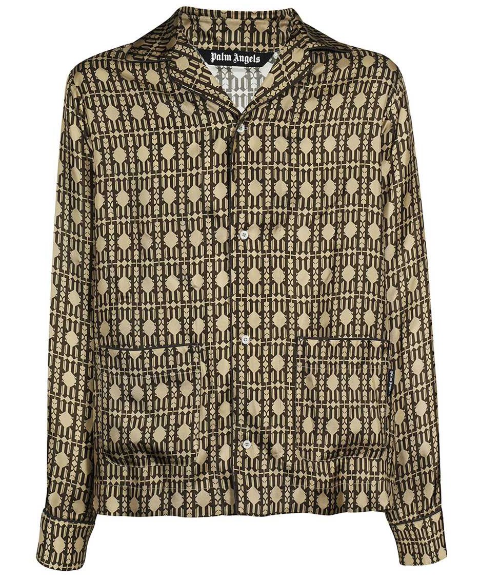 Palm Angels Printed silk pajama blouse Beige