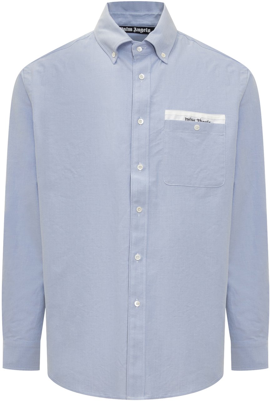Palm Angels Camicia con Tasca Lichtblauw