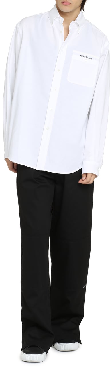 Palm Angels Button-down collar cotton shirt Wit