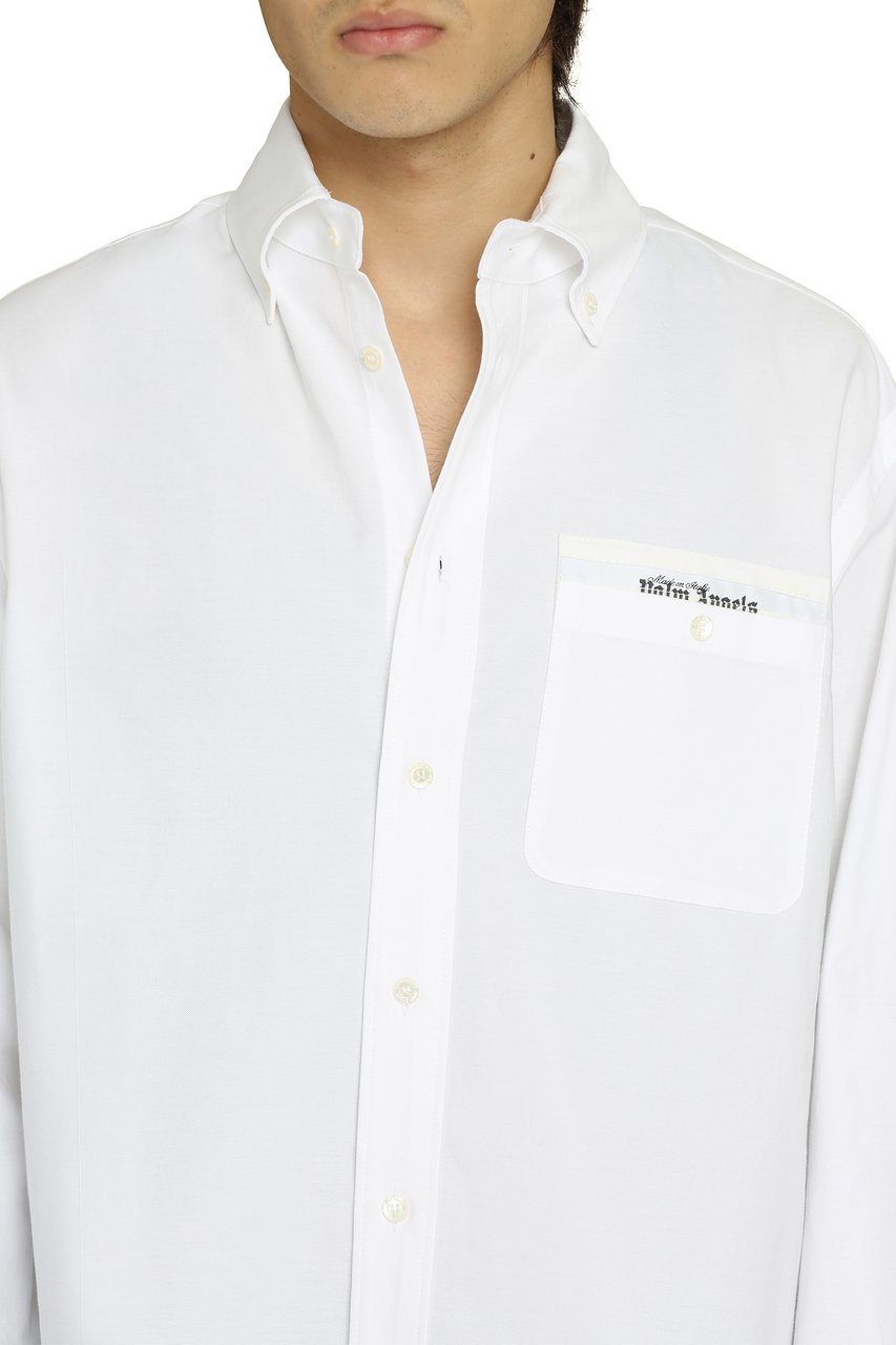 Palm Angels Button-down collar cotton shirt Wit