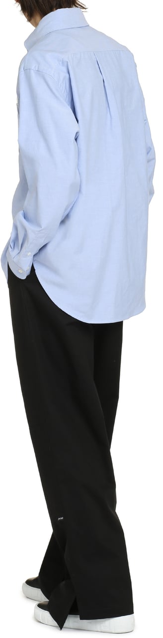 Palm Angels Button-down collar cotton shirt Blauw