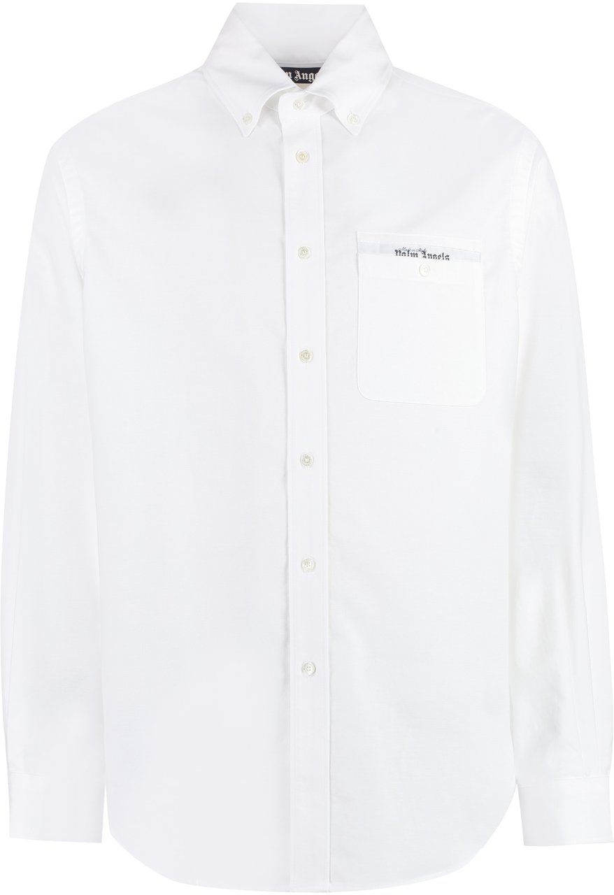 Palm Angels Button-down collar cotton shirt Wit