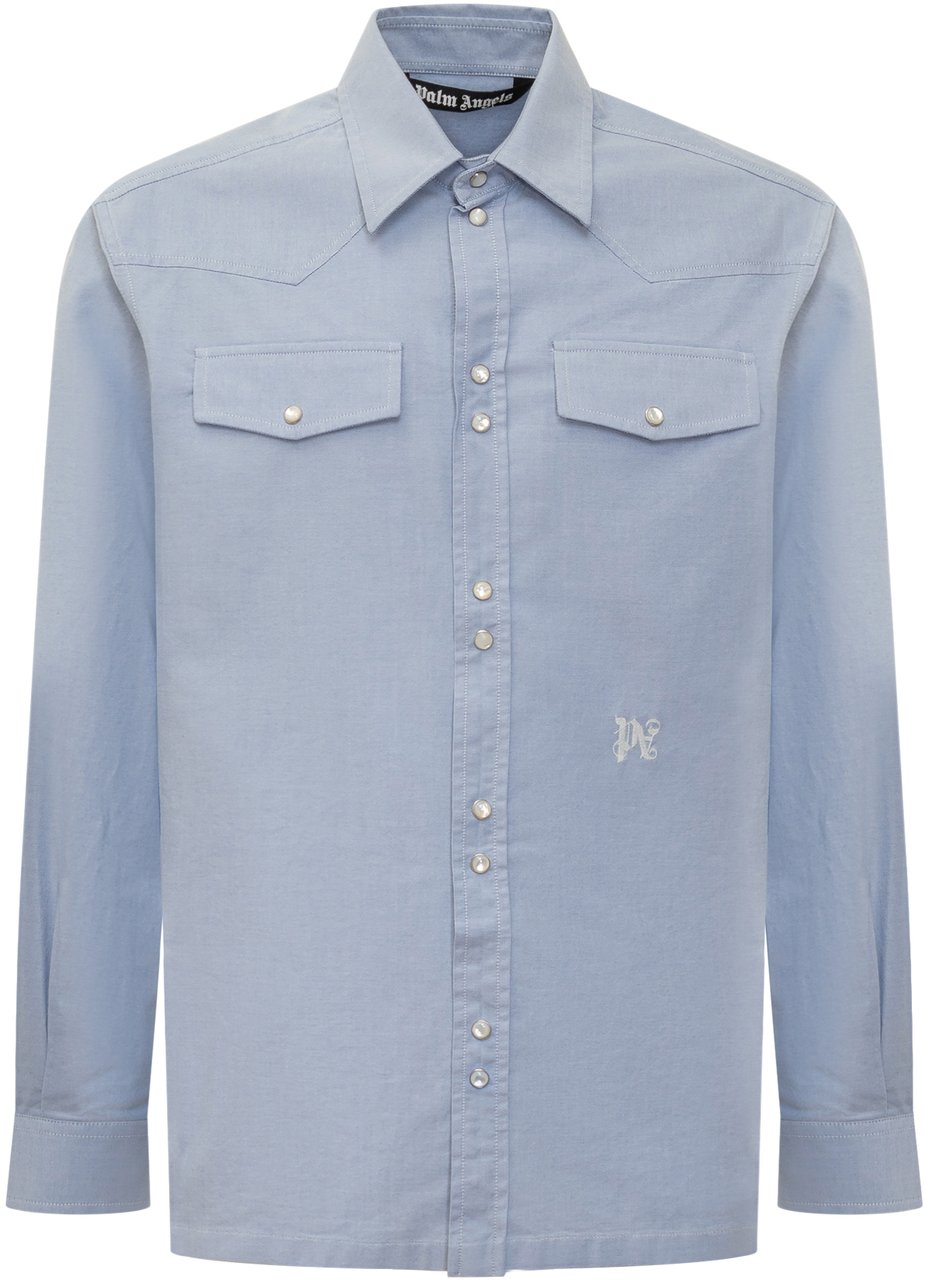 Palm Angels Camicia PA Monogram Blauw