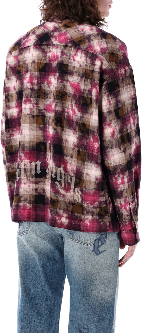 Palm Angels Curved Logo Check Shirt Multicolour Divers