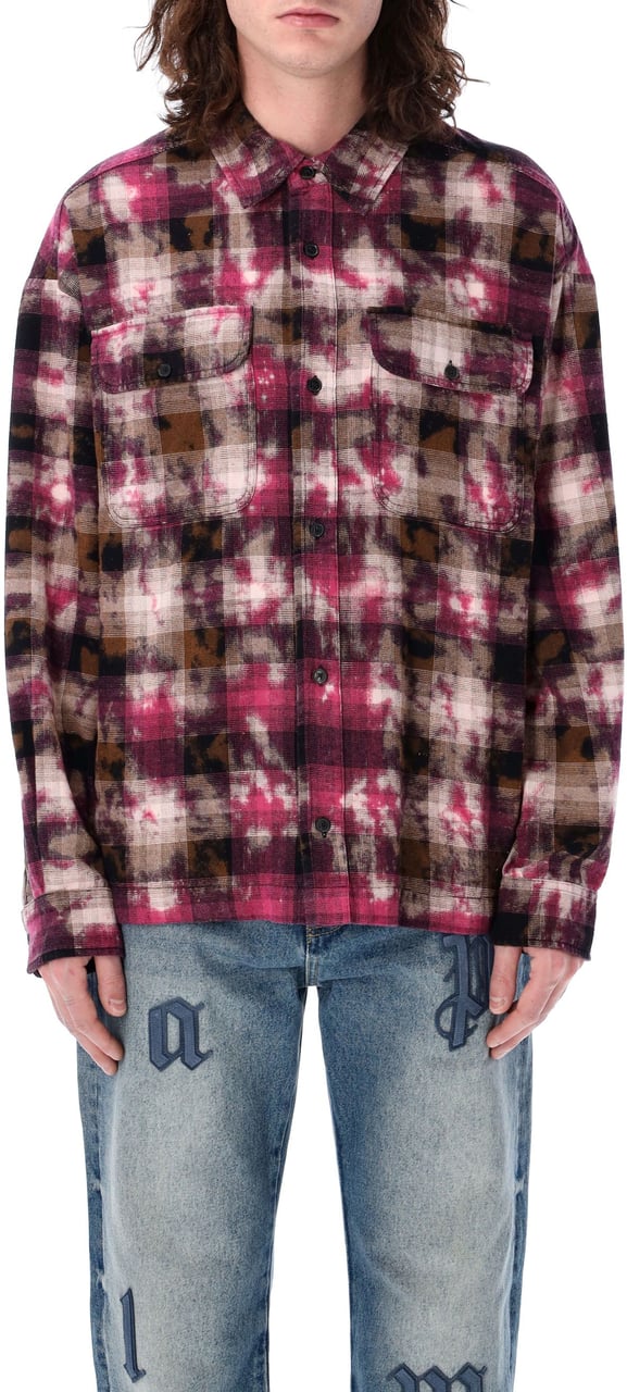 Palm Angels Curved Logo Check Shirt Multicolour Divers