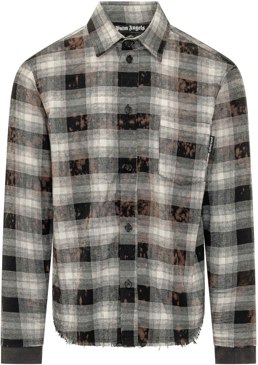 Palm Angels Camicia a Quadri con Tasca Grijs