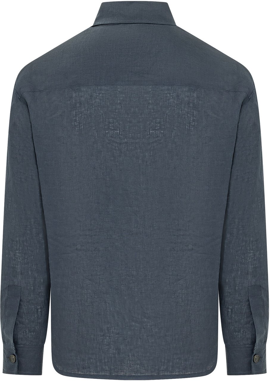 Palm Angels Camicia Track con Bande e Logo Blauw