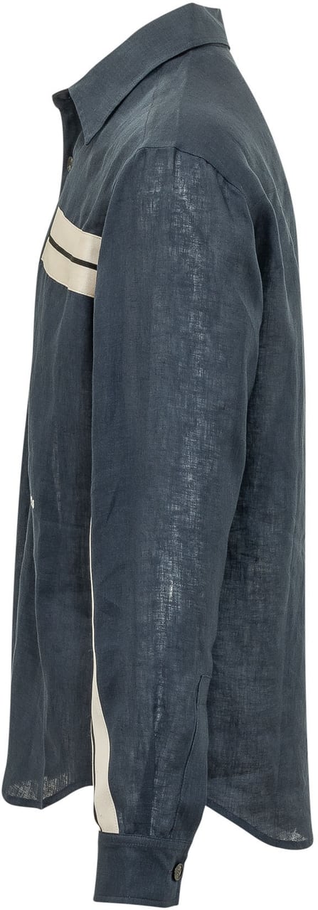 Palm Angels Camicia Track con Bande e Logo Blauw