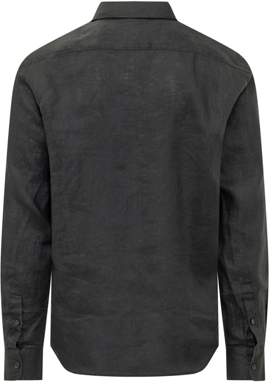 Palm Angels Camicia Regular con Logo Ricamato Donkergrijs