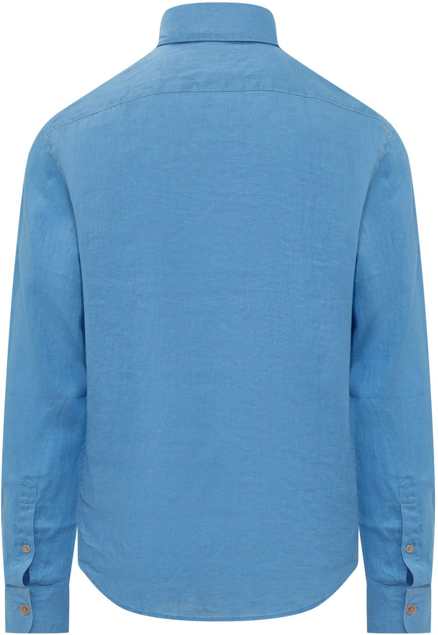 Palm Angels Camicia Regular con Logo sul Petto Blauw