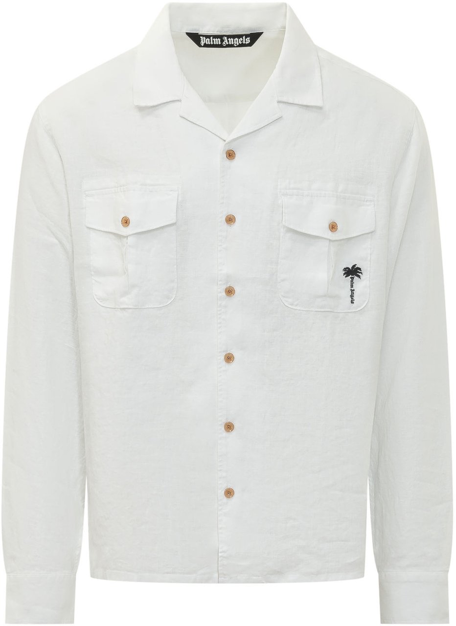 Palm Angels Camicia Bowling con Tasca Applicata Wit