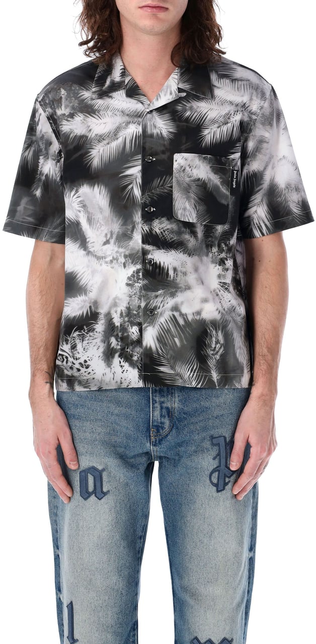 Palm Angels Black Blueprint Palms Shirt Multicolour Divers