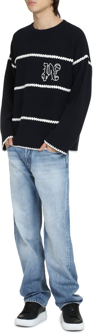 Palm Angels Knit wool blend pullover Blauw