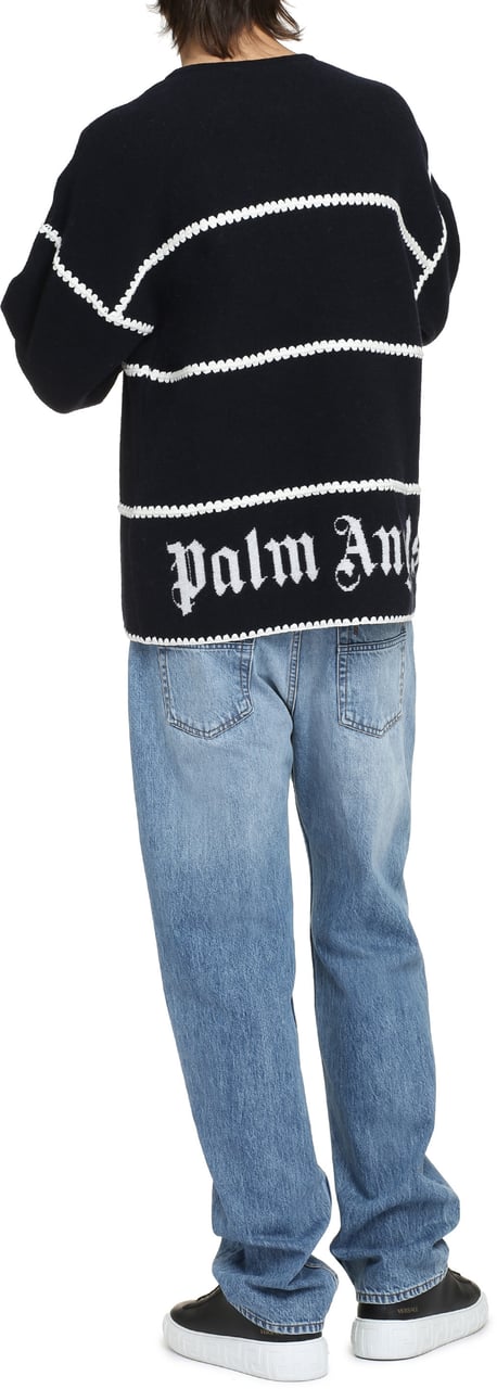 Palm Angels Knit wool blend pullover Blauw
